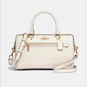 Embossed Coach Rowan Satchel In Signature Leather